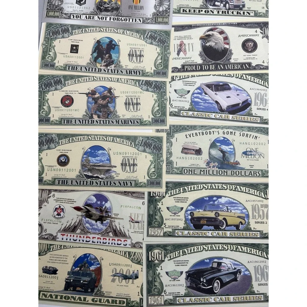 Set of 48 USA Dollar Bill Funny Money Notes Navy Hobbies Pets Presidents & more